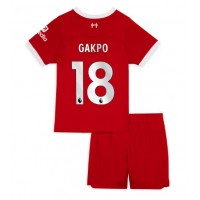 Koszulka piłkarska Liverpool Cody Gakpo #18 Strój Domowy dla dzieci 2023-24 tanio Krótki Rękaw (+ Krótkie spodenki)